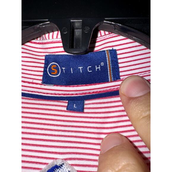 Stitch Golf Polo Shirt Men’s Large Red Striped - Picture 3 of 7